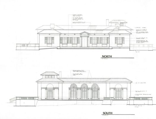 As-built drawings by Robert of the 5,000 square foot Montecito estate used for the renovation plans.