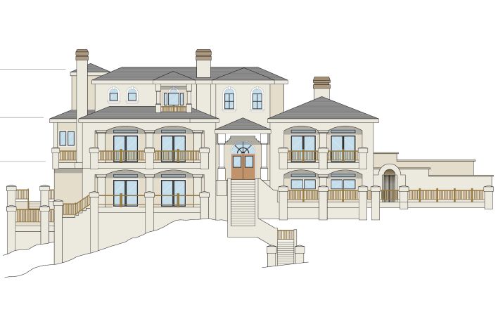 AutoCAD of Robert's design for a permitted hillside home built to replace a smaller house lost in the Oakland Firestorm