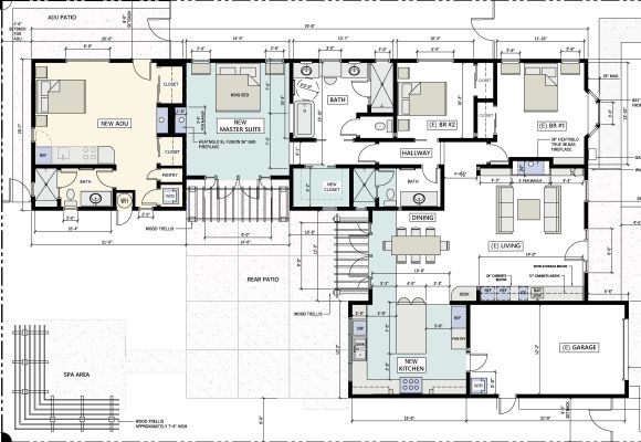 Permitted floor plan of home in Santa Barbara with ADU