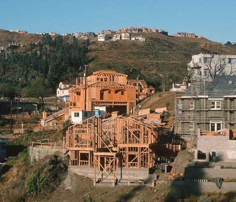 Construction underway for framing of 3-story fire rebuild in Oakland, CA